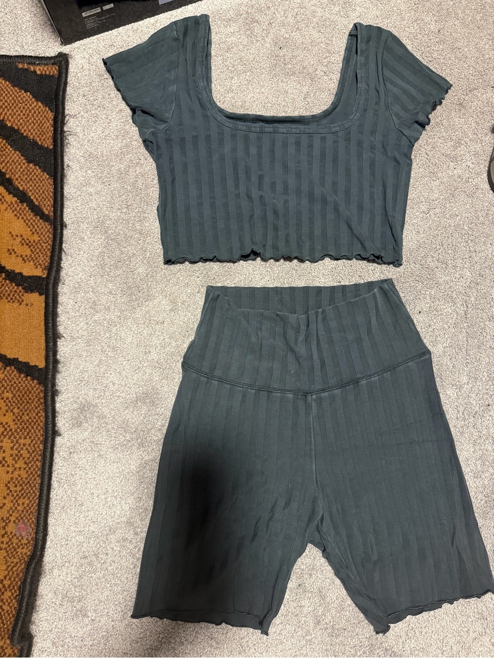 Aerie Offline Ribbed Scoop-Neck Crop Top & High-Waist Bike Shorts Set